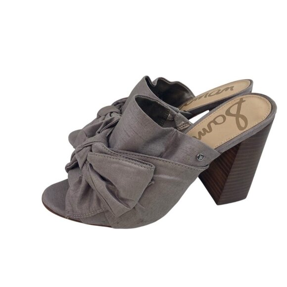 *Sam Edelman Yumi Bow Mule Heels Womens Sz 8 Gray Silver Girly Romantic Wedding - Picture 4 of 14